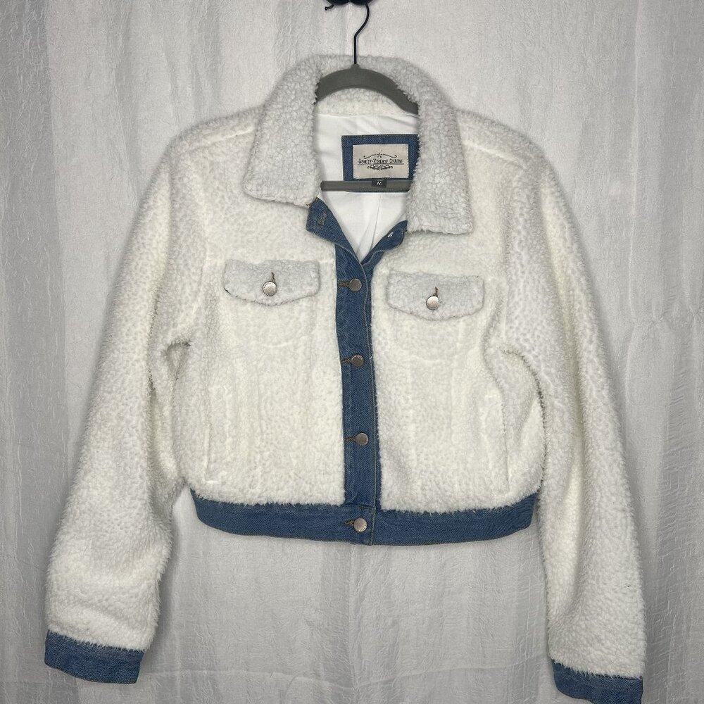 Wild Fable Womens Juniors Denim Sherpa Jacket Size Medium